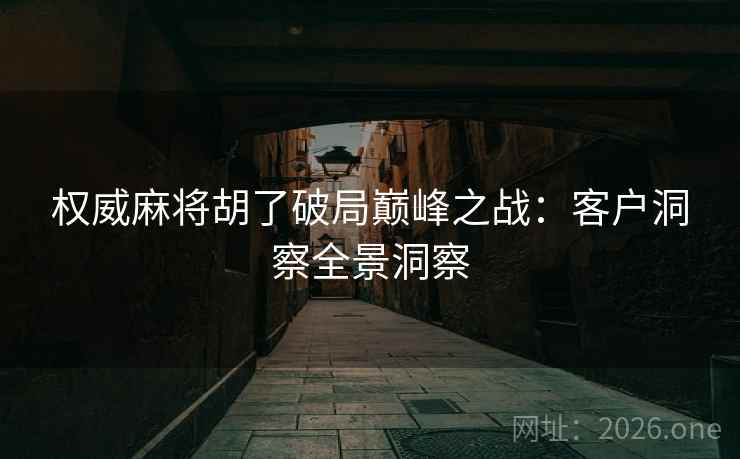 权威麻将胡了破局巅峰之战：客户洞察全景洞察